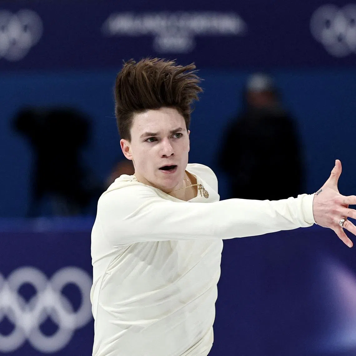 Milano Cortina 2026 Olympics - Figure Skating - Men Single Skating - Short Program - Milano Ice Skating Arena, Milan, Italy - February 10, 2026. Maxim Naumov of United States performs during the Short Program REUTERS/Amanda Perobelli