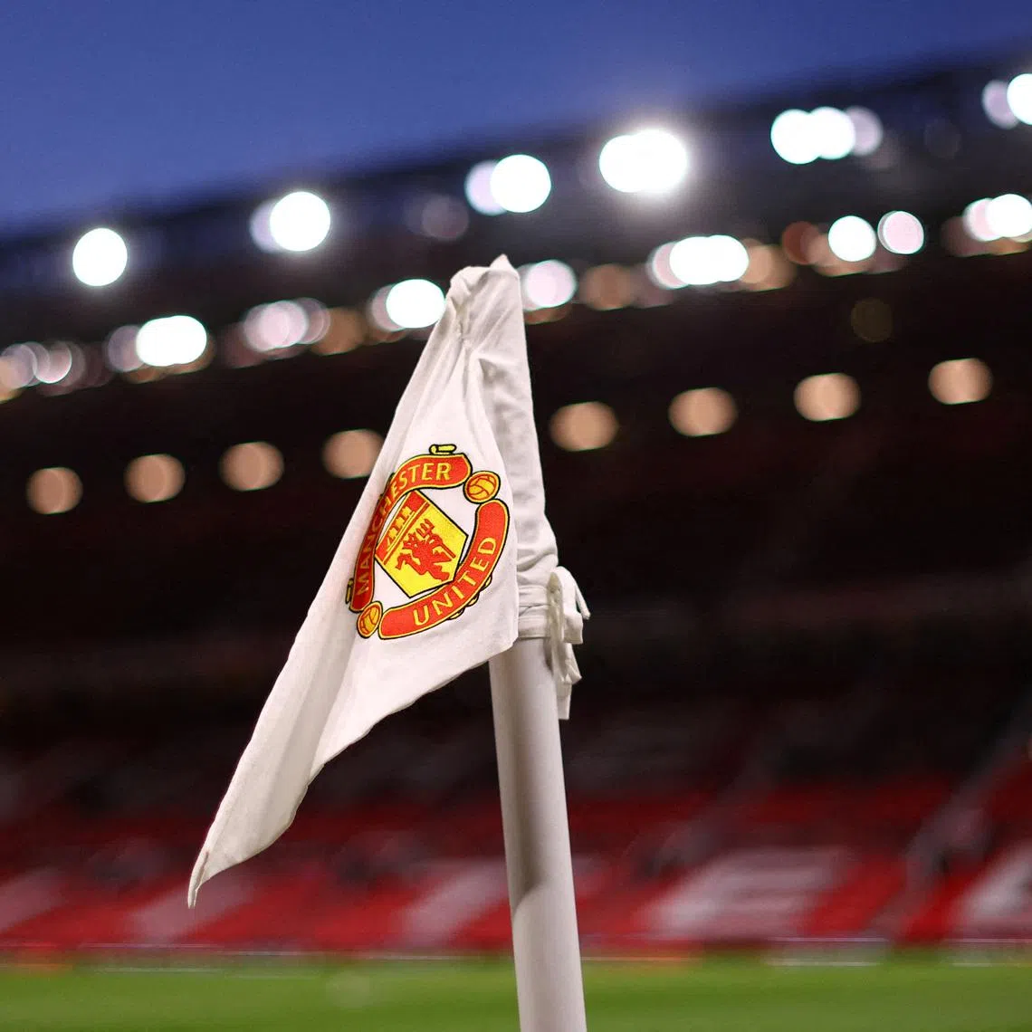 FILE PHOTO: Soccer Football - Europa League - Play-Off Second Leg - Manchester United v FC Barcelona - Old Trafford, Manchester, Britain - February 23, 2023 General view of a corner flag inside the stadium before the match REUTERS/Carl Recine/File Photo