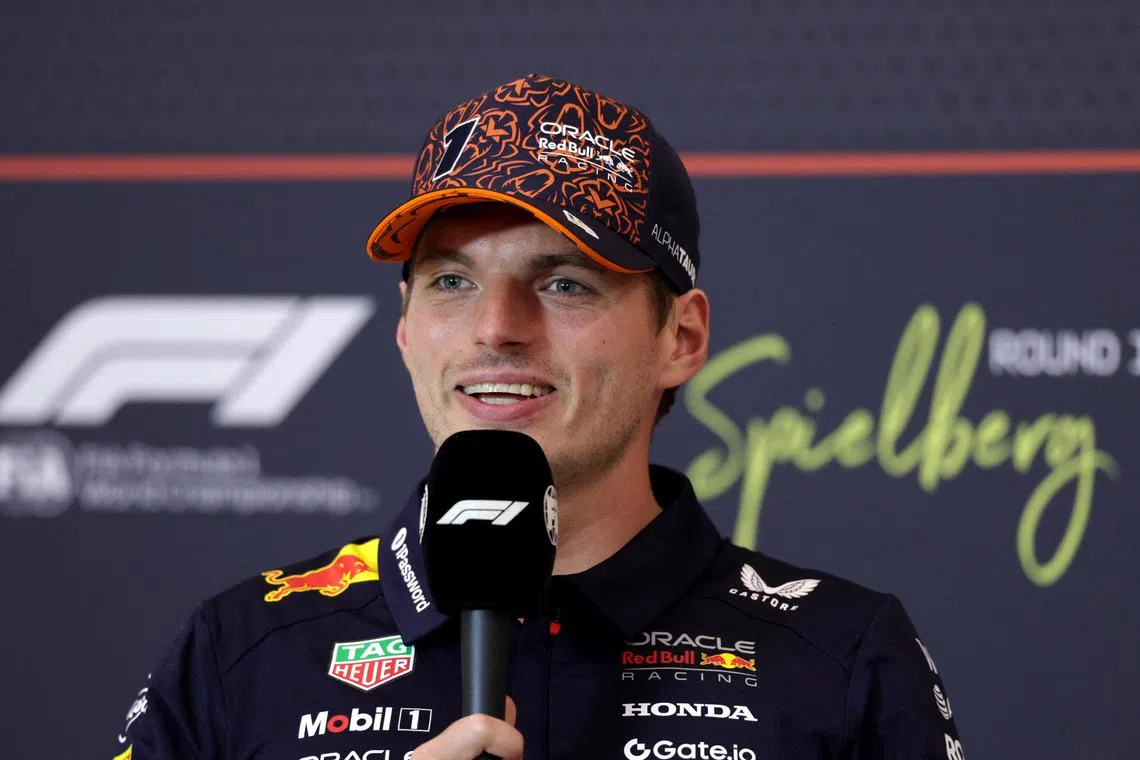 Formula One F1 - Austrian Grand Prix - Red Bull Ring, Spielberg, Austria - June 26, 2025 Red Bull's Max Verstappen during the press conference ahead of the Austrian Grand Prix REUTERS/Gintare Karpaviciute