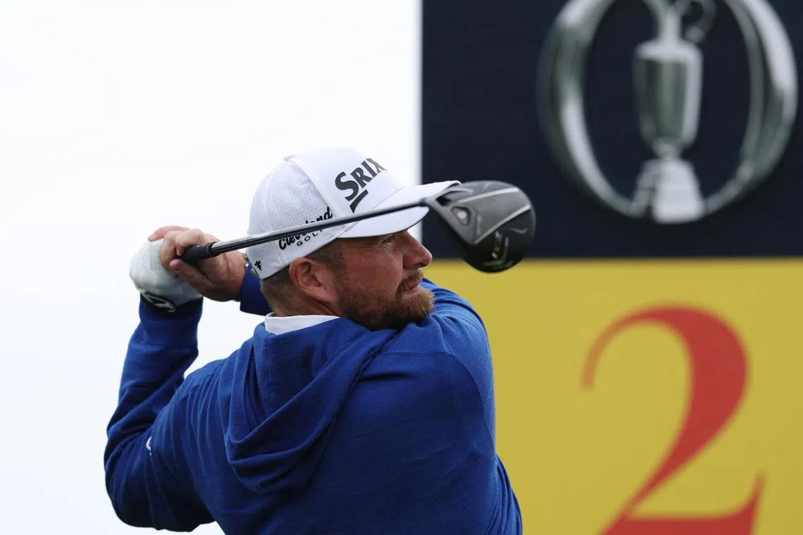 Ireland's Shane Lowry in action on the second hole during a practice round on July 15, 2025, ahead of the British Open at Royal Portrush Golf Club in Northern Ireland.