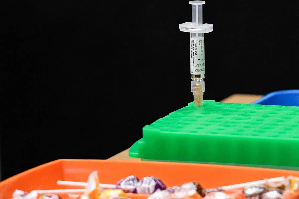 FILE PHOTO: A view shows MMR vaccine at the City of Lubbock Health Department in Lubbock, Texas, U.S. February 27, 2025. REUTERS/Annie Rice/File Photo