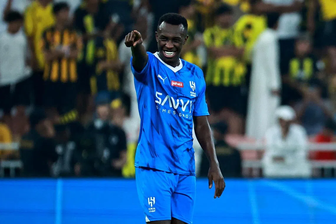 FILE PHOTO: Soccer Football - King Cup - Semi Final - Al Ittihad v Al Hilal - King Abdullah Sports City, Jeddah, Saudi Arabia - April 30, 2024 Al Hilal's Saud Abdulhamid celebrates after the match REUTERS/Stringer/File Photo