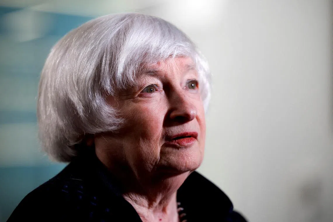 FILE PHOTO: U.S. Treasury Secretary Janet Yellen attends an interview with Reuters Editor in Chief Alessandra Galloni in Washington, U.S., April 25, 2024. REUTERS/Evelyn Hockstein/File Photo