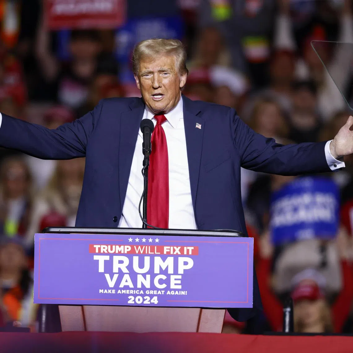 Republican presidential candidate Donald Trump speaking during a campaign event in Milwaukee, Wisconsin, on Nov 1.