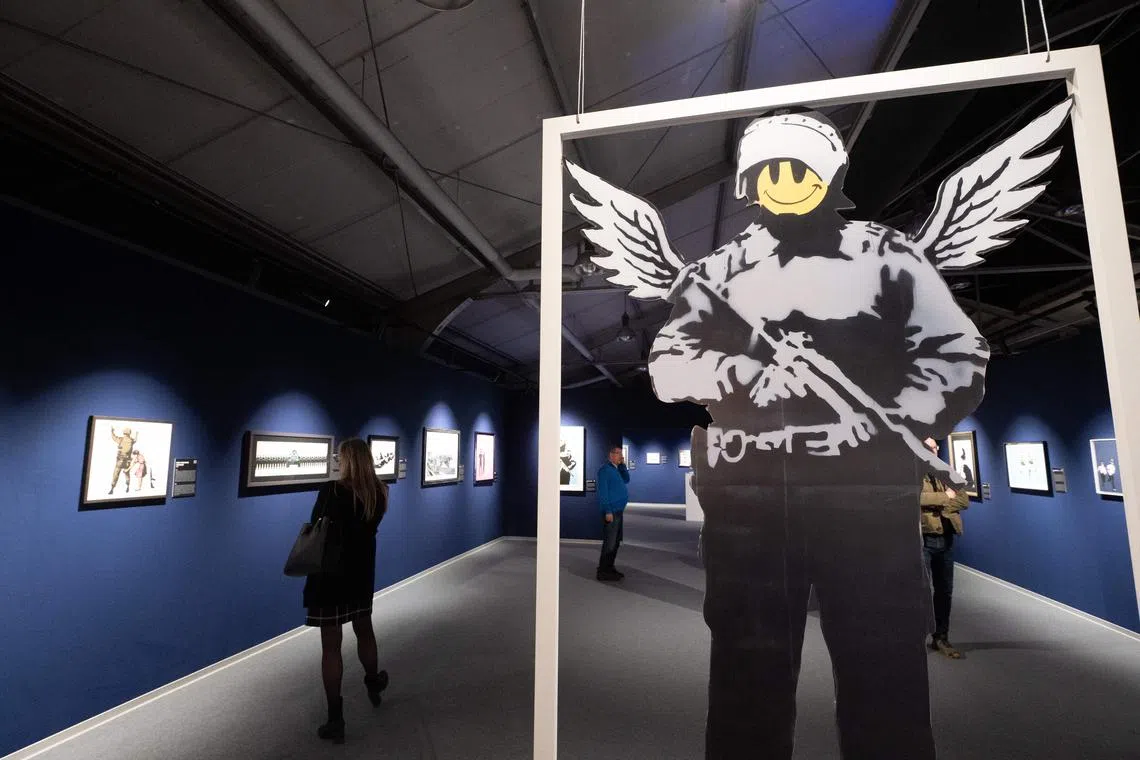 Artist Banksy talks about his distinctive stencilling style in the unearthed 2003 interview, part of a series called The Banksy Story.