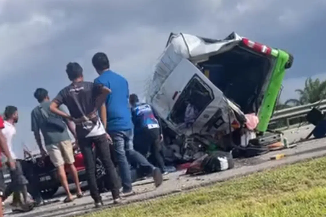 Malaysian police said the accident took place at 5.15pm on Sunday, southbound along the North South Expressway.