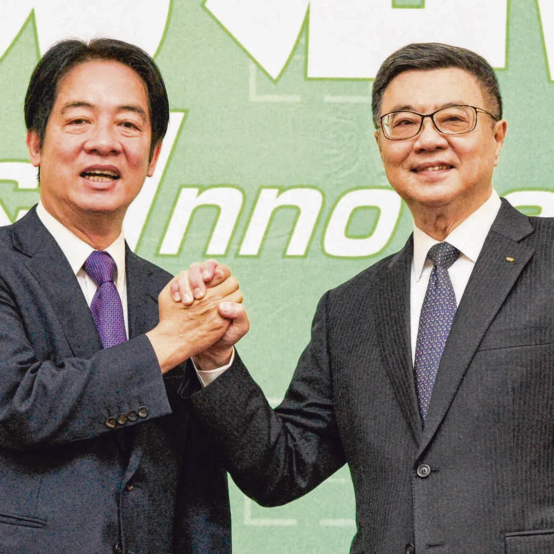 Taiwan premier Cho Jung-tai (right)  with President Lai Ching-te.