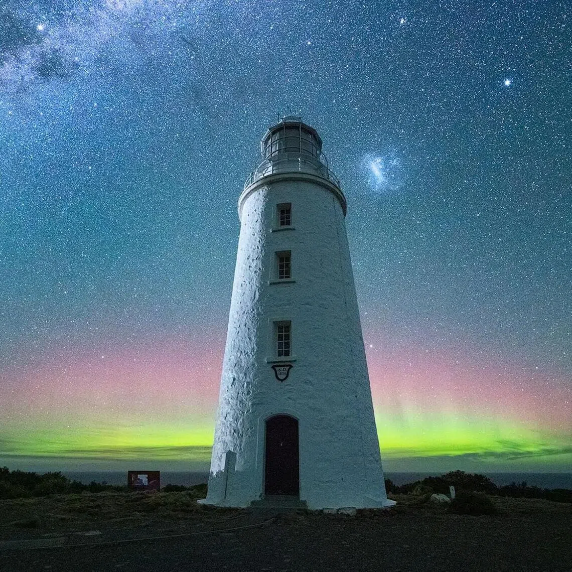 Spot the Aurora Australis from locations like the Cape Bruny Lighthouse.