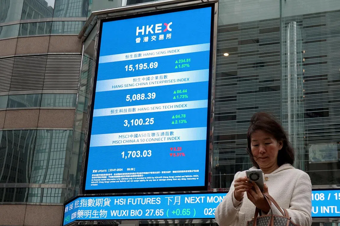 Shares of some Chinese developers sank in Hong Kong after they were made inaccessible to investors in the mainland.