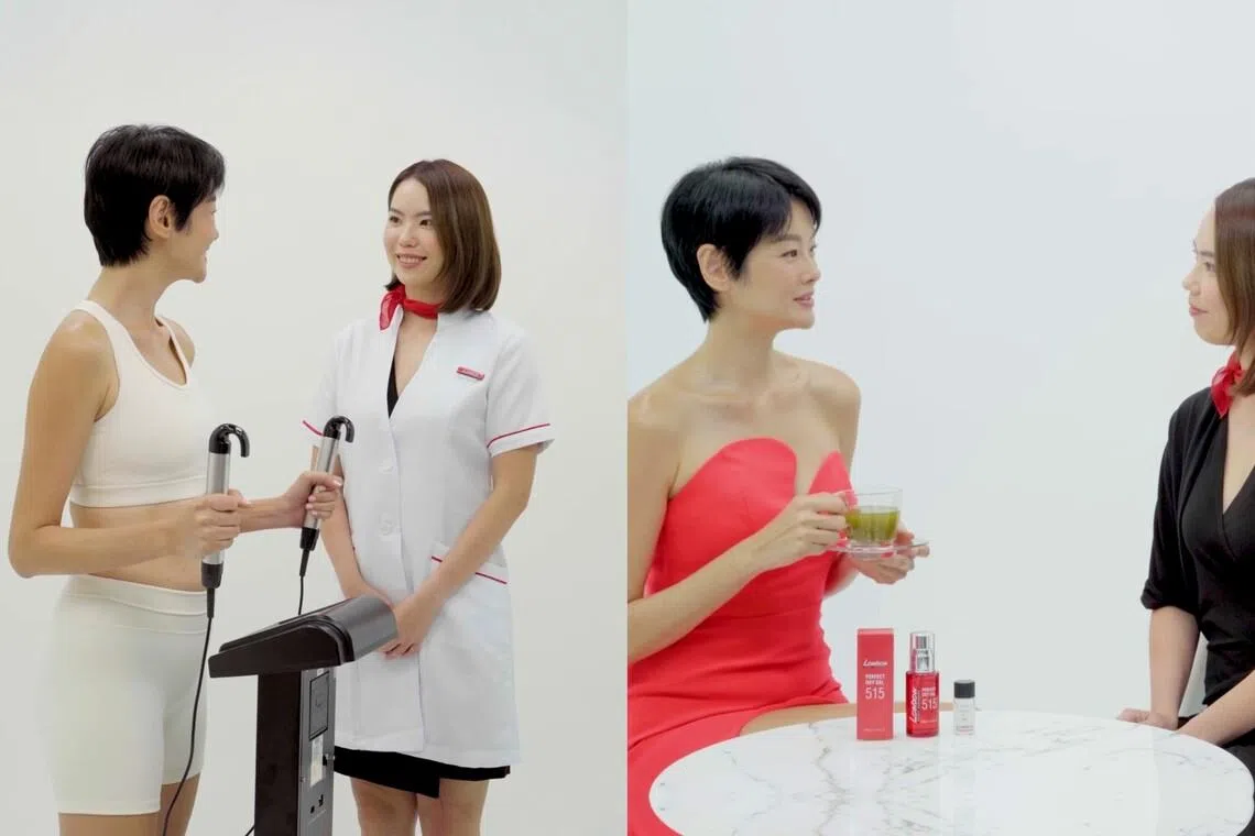 Sheila Sim undergoing a body fat analysis before a consultation at London Weight Management.