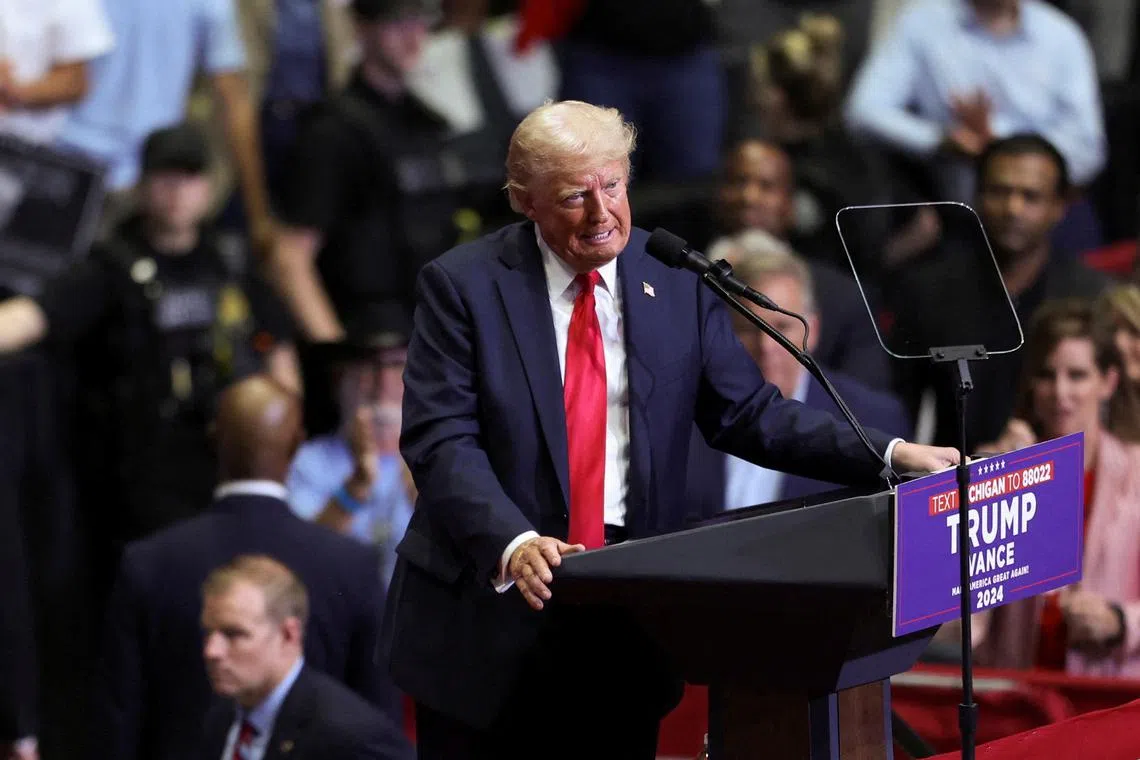 Donald Trump gave supporters at a rally in Michigan on July 20 a taste of the insults he is likely to fling at Ms Kamala Harris in the coming days.