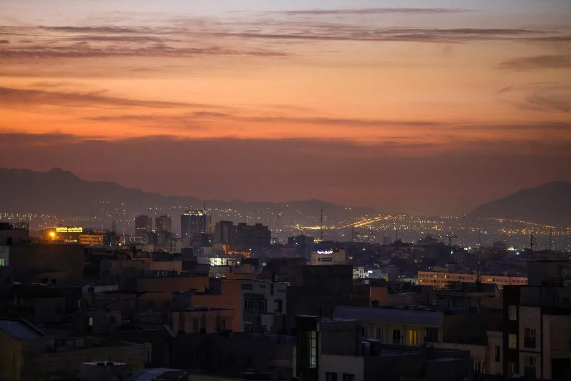 The city at dawn after several explosions were heard in Tehran on Oct 26.