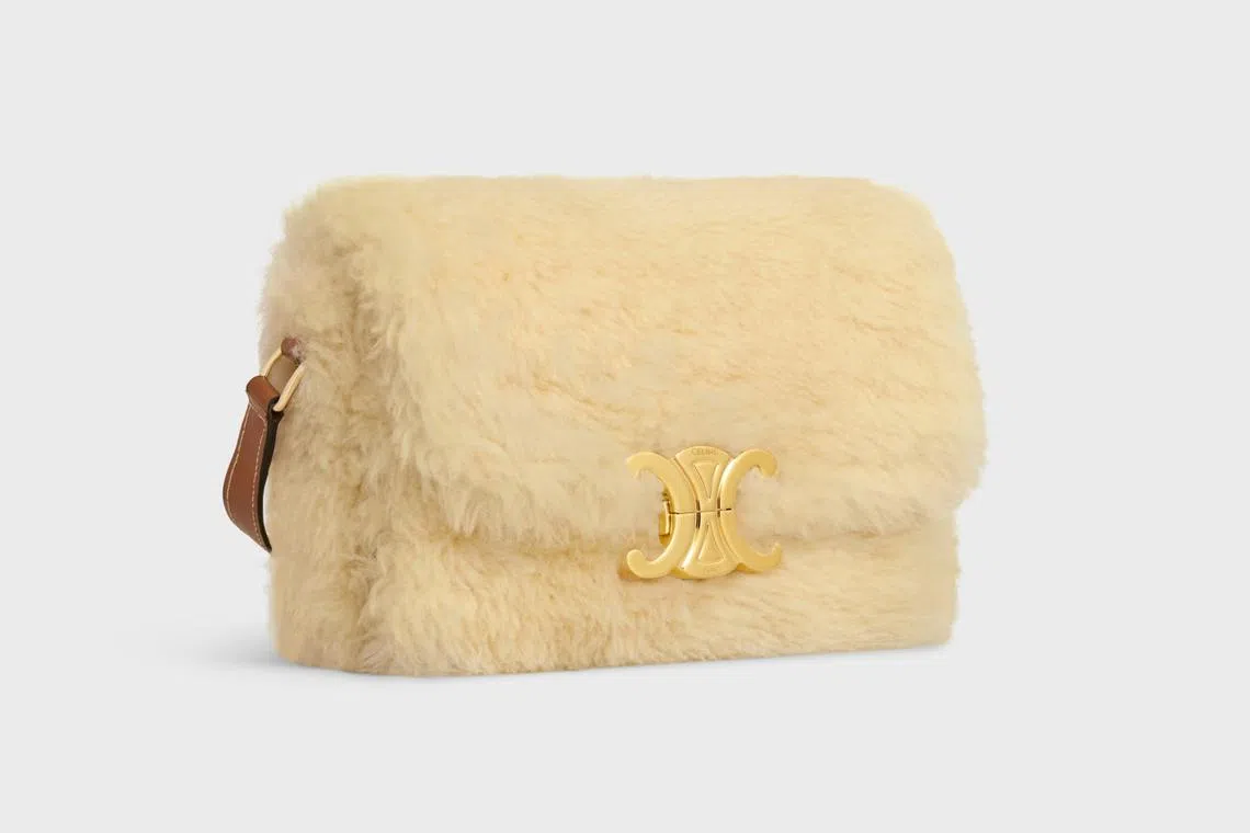 celine triomphe shearling bag ion orchard exclusive singapore