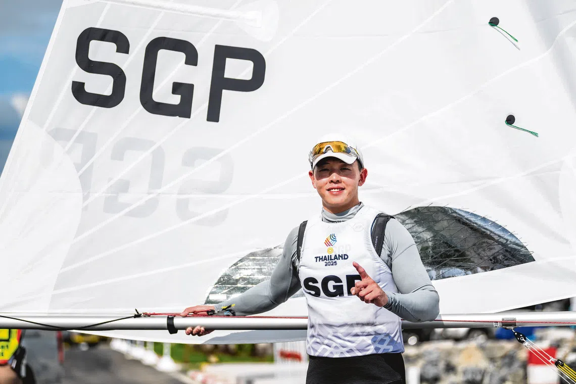 2025 SEA Games - Sailing - Men ILCA 7 Final - Samudara Klia Yachting Center, Sattahip, Choburi - 20251214 Singapore’s LO JUN HAN RYAN in action. Mandatory Credit: SportSG/Peeradon Saha-Ariyapat