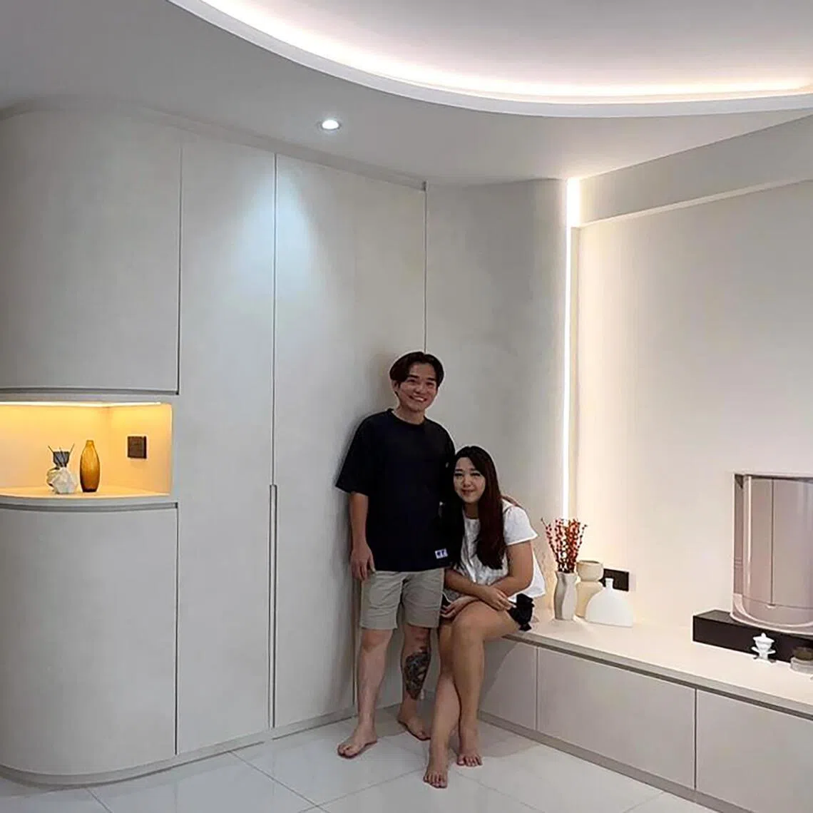 Melody, 31, and Zegna, 33, first-time homeowners of a five-room BTO flat.