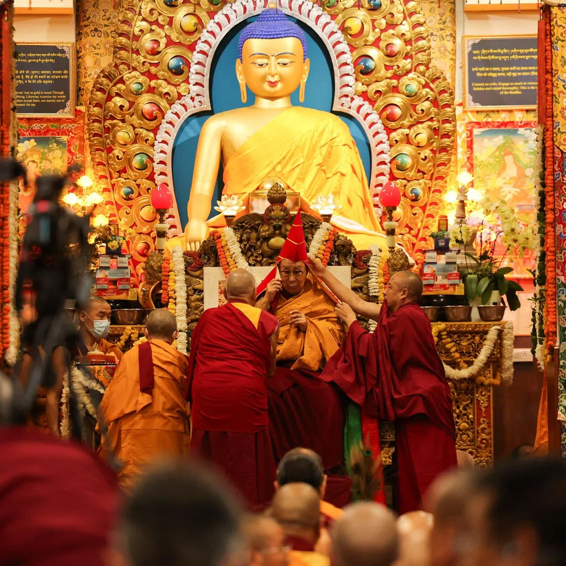 Tibetan spiritual leader the Dalai Lama attends a prayer meet held for his long life at the Dalai Lama temple in the northern hill town of Dharamshala, India, July 5, 2025. REUTERS/Anushree Fadnavis