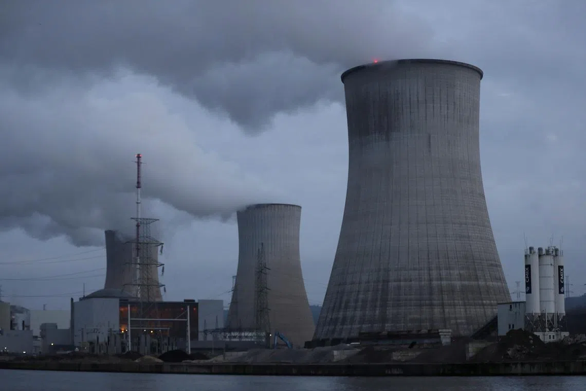 FILE PHOTO: General view of the Tihange Nuclear Power Station is seen after the Belgian government agreed in principle to close its two nuclear power plants by 2025, in Tihange, Belgium, December 23, 2021. REUTERS/Johanna Geron/File photo