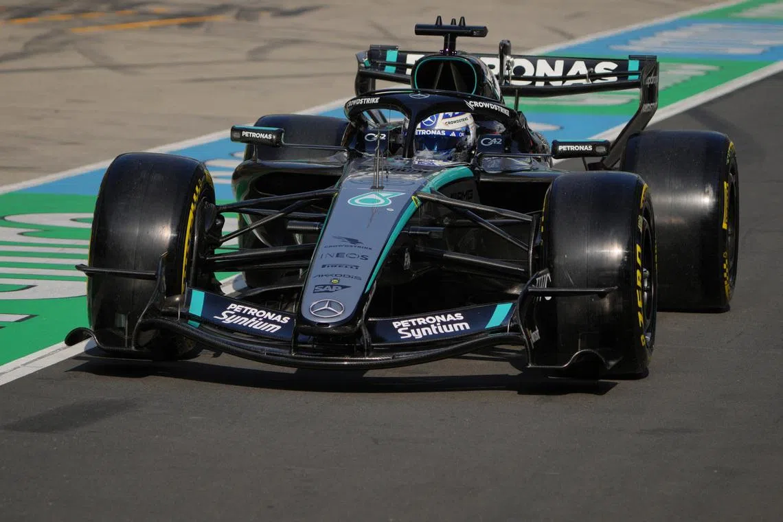 Formula One F1 - Chinese Grand Prix - Shanghai International Circuit, Shanghai, China - March 13, 2026 Mercedes' George Russell in action during sprint qualifying Pool via REUTERS/Andy Wong