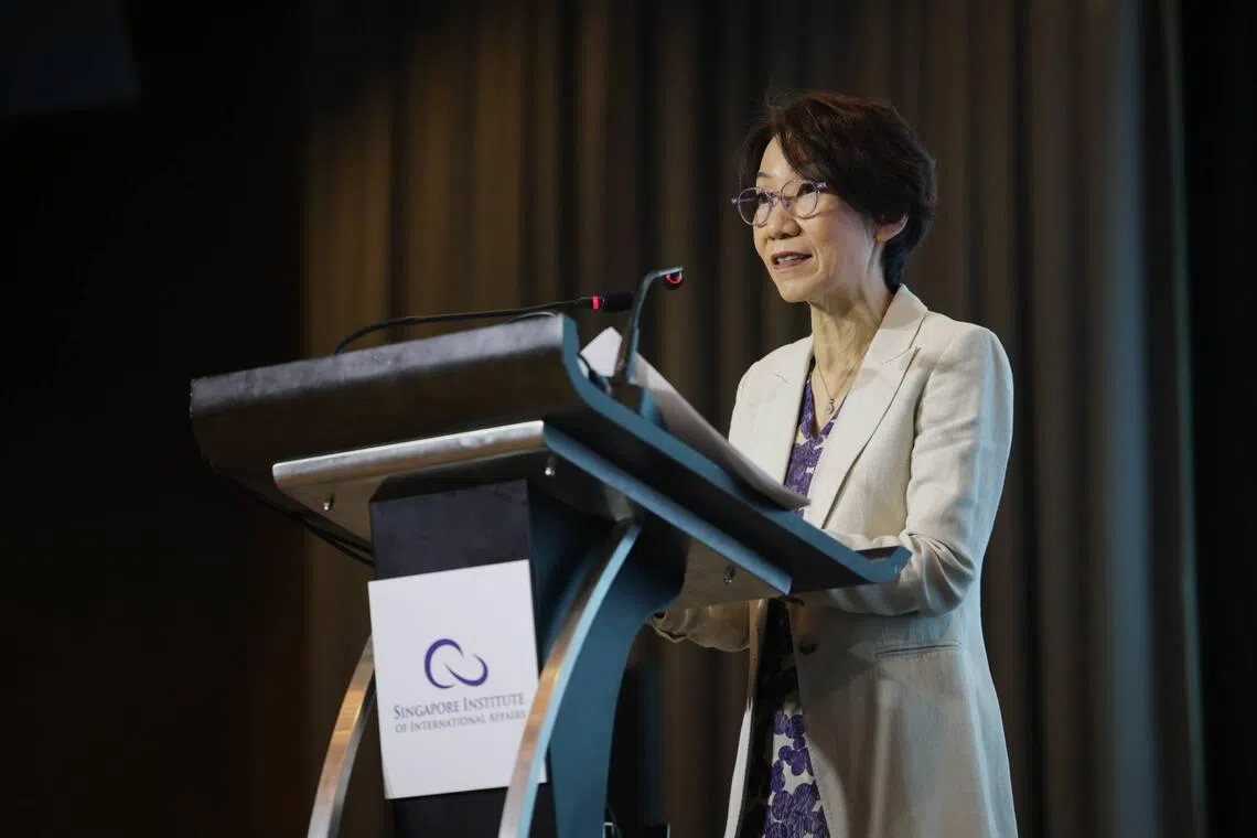 Minister for Sustainability and the Environment Grace Fu speaking during the annual Singapore Dialogue on Sustainable World Resources on May 7.