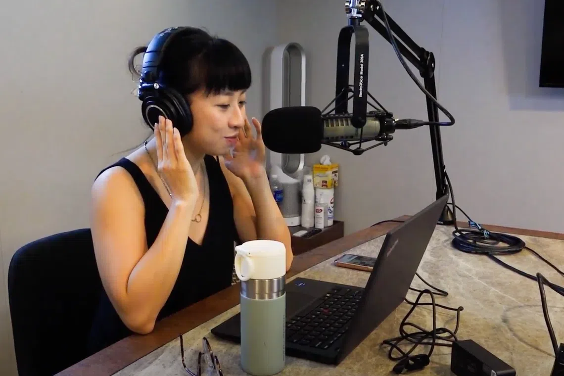 #PopVultures host Jan Lee in ST podcast studio. 
