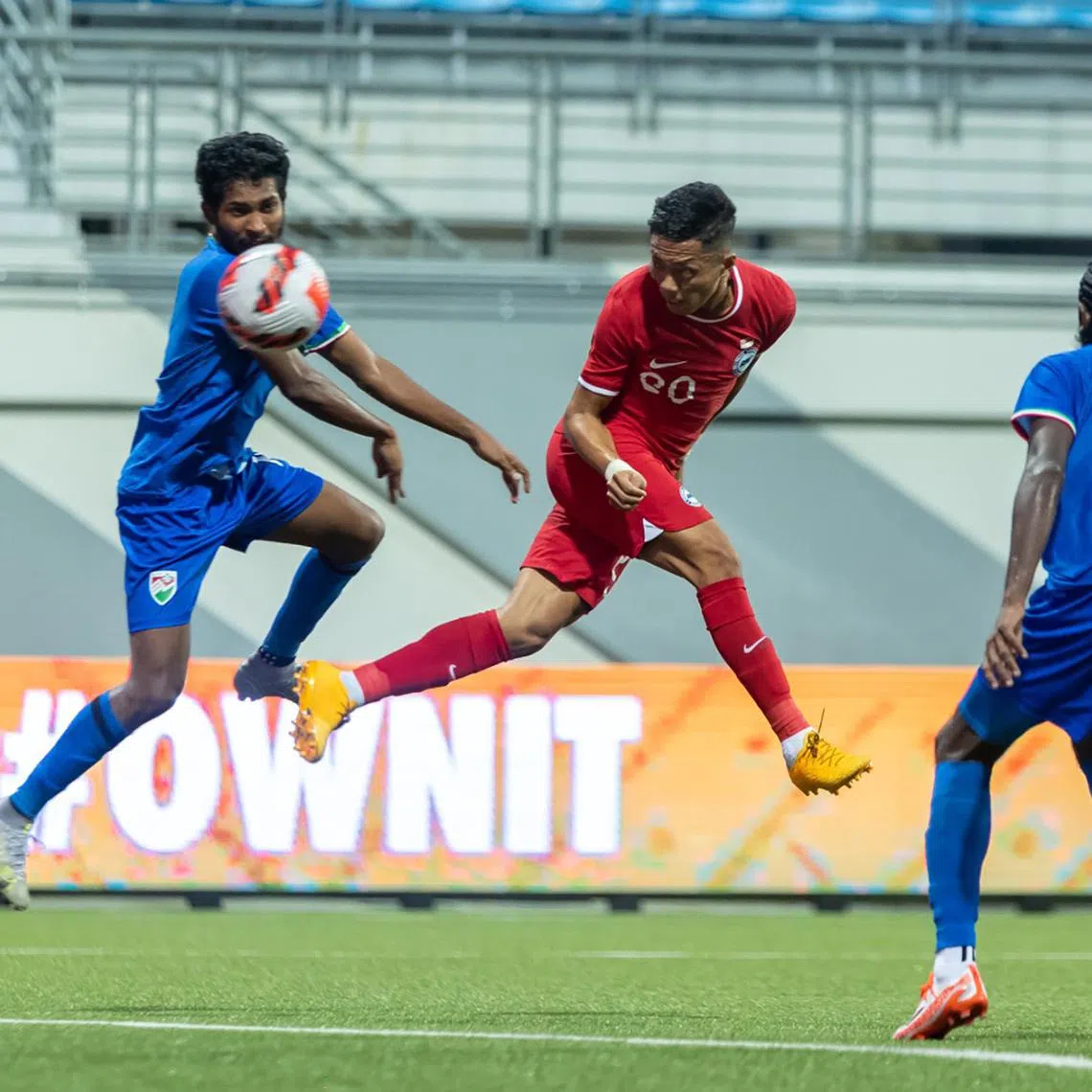 Singapore striker Shawal Anuar in action against Maldives in 2022.