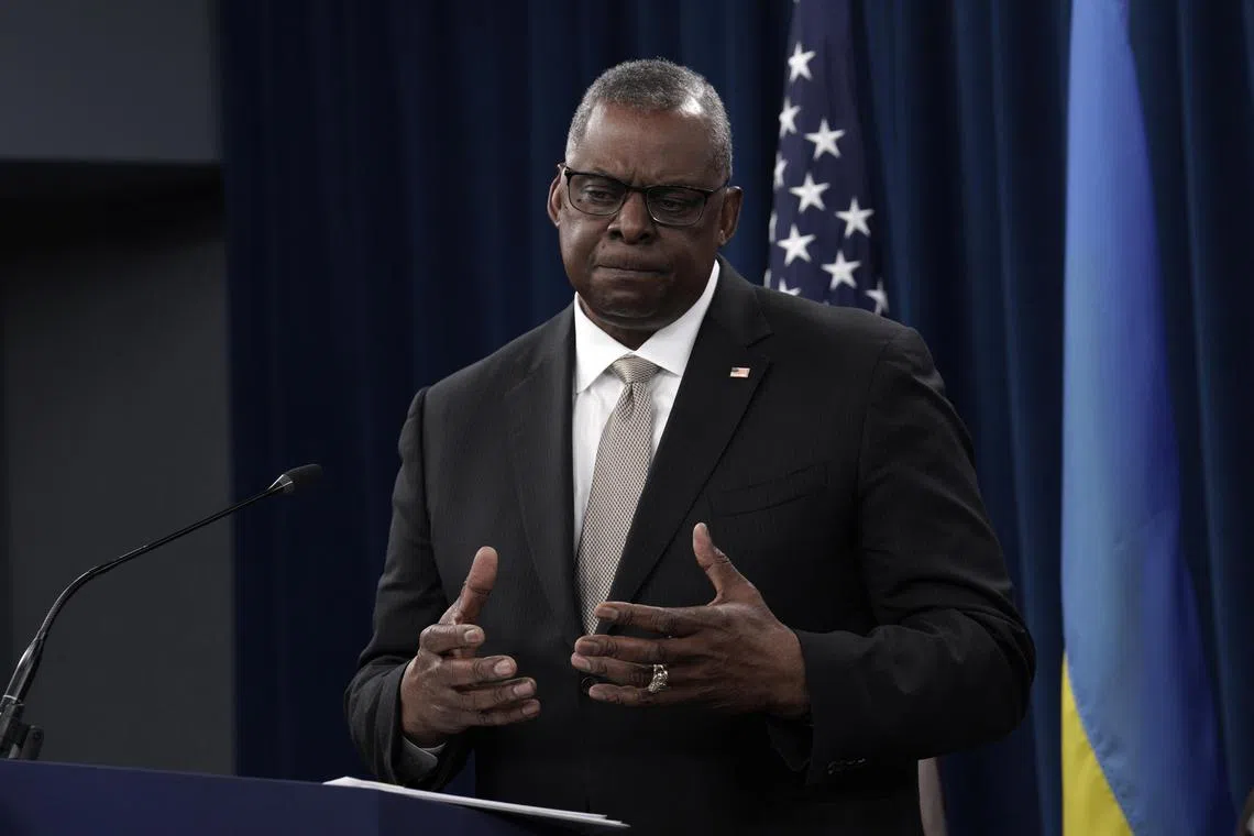 Defense Secretary Lloyd Austin, addresses reporters during a news conference at the Pentagon in Washington on Wednesday, Nov. 17, 2022. The senior Pentagon leader told reporters that initial U.S. assessments backed up the assertion by Poland’s president, Andrej Duda, that a Ukrainian air defense missile had most likely caused the deadly explosion in his country a day earlier. (Yuri Gripas/The New York Times)