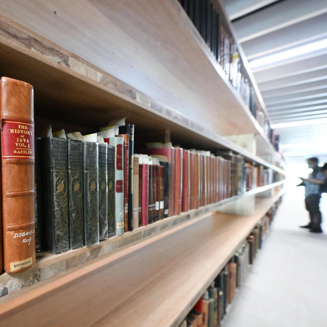 The BookBridge in NUS Central Library, which stores the university’s collection of rare books such as the first printed edition of The History of Java, which was published by Sir Stamford Raffles in 1817.