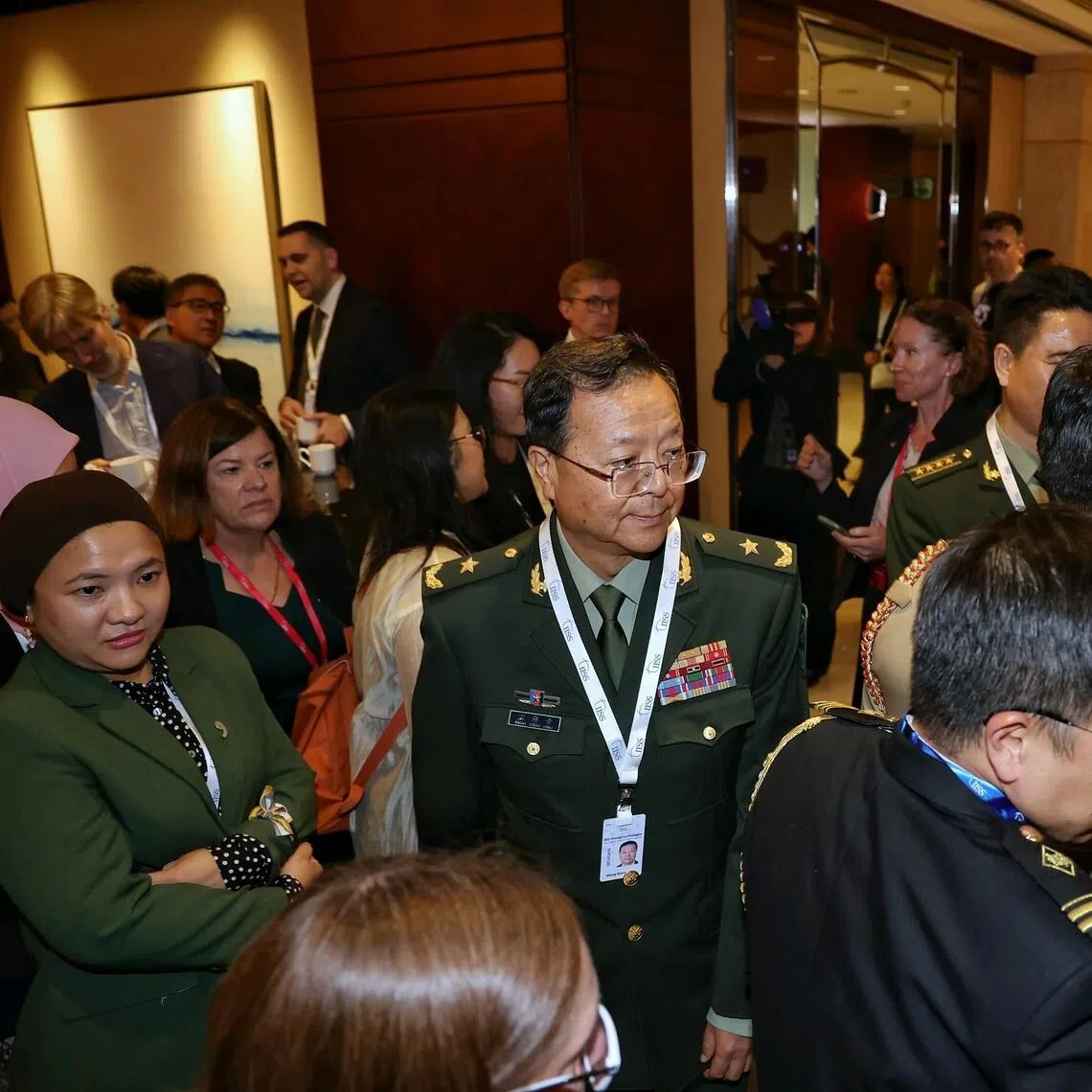 Major General Meng Xiangqing, the head of the Chinese official delegation, arriving at the Shangri-La Dialogue on May 30.