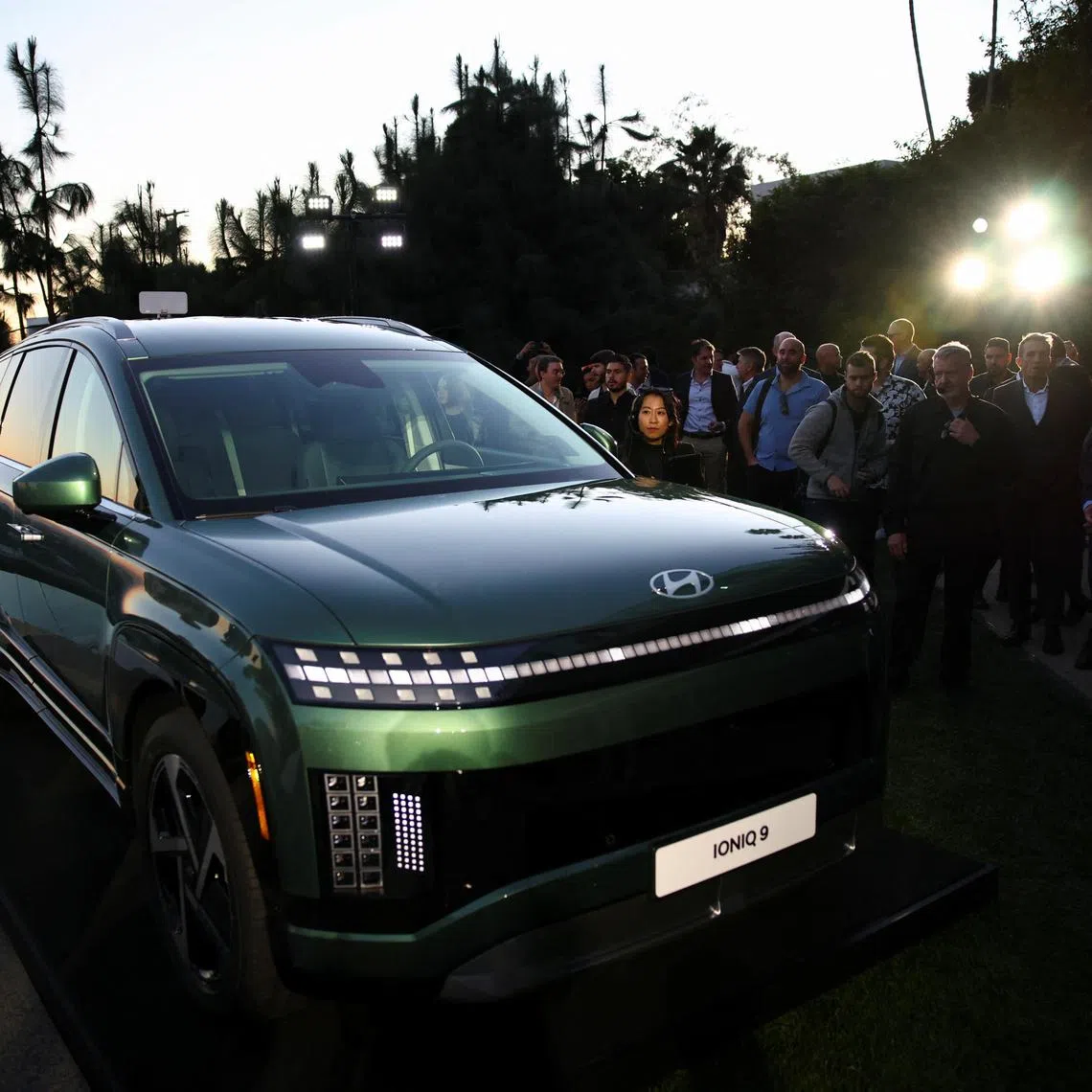 The Hyundai IONIQ 9, a three-row electric SUV is unveiled during a Hyundai event in the Hollywood Hills in Los Angeles, California, U.S., November 20, 2024. REUTERS/Daniel Cole