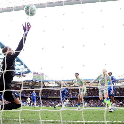 Nico O'Reilly heads the ball home to score Manchester City's first goal in the 51st minute.
