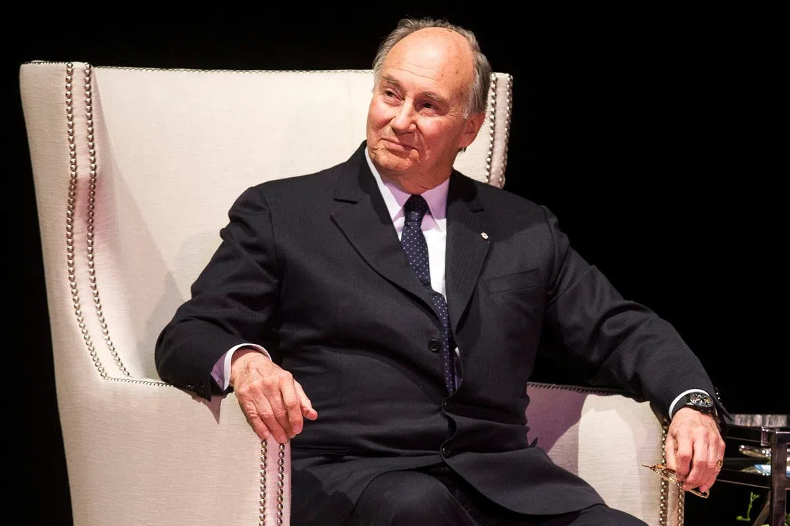 FILE PHOTO: The Aga Khan, spiritual leader of Ismaili Muslims, looks on during a speaking event at Massey Hall in Toronto, February 28, 2014. REUTERS/Mark Blinch/File Photo