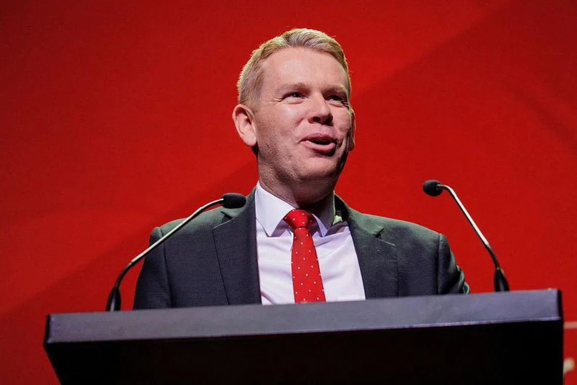 FILE PHOTO: Prime Minister and Labour Party Leader Chris Hipkins speaks at the New Zealand Labour Party's election campaign launch event in Auckland, New Zealand, September 2, 2023. REUTERS/David Rowland/File Photo