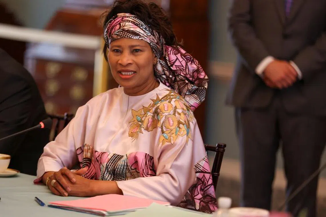 Senegal's Foreign Minister Aissata Tall Sall speaks during a meeting with U.S. Secretary of State Antony Blinken at the State Department in Washington, U.S., June 17, 2022. REUTERS/Tasos Katopodis/Pool/File Photo