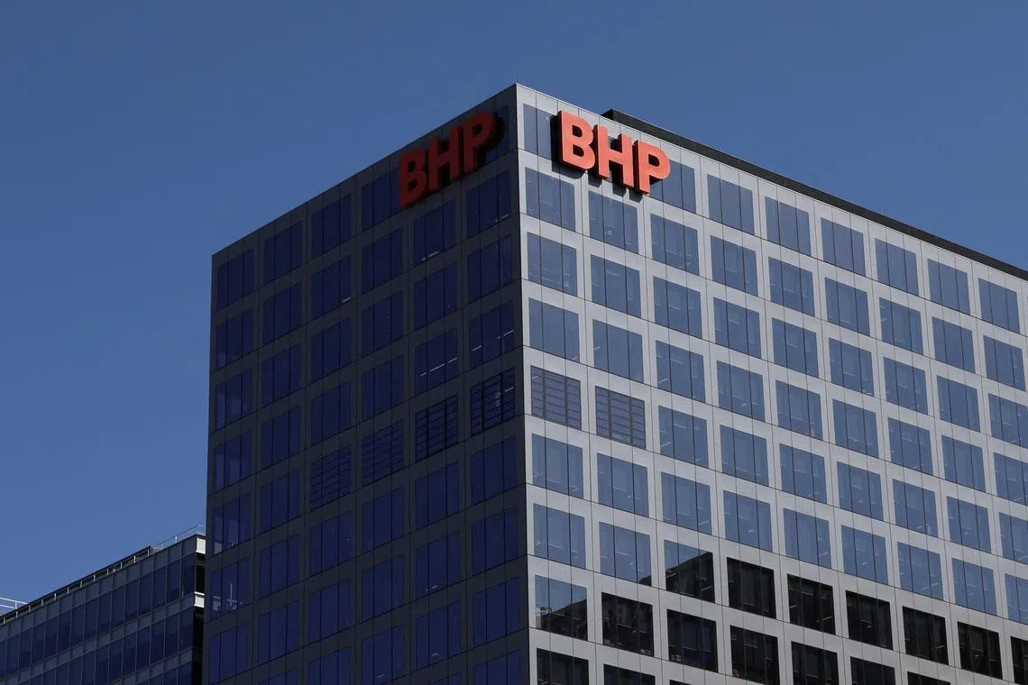 A BHP Group logo is displayed on their building in Adelaide, Australia, September 18, 2025. REUTERS/Hollie Adams