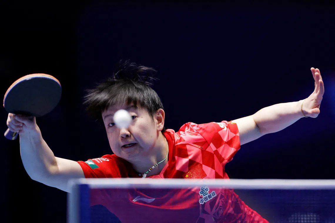 China’s Sun Yingsha, at the World Table Tennis Championships Finals London 2026. She is three Olympic champions leading China’s 10-strong team to the Asian Games.