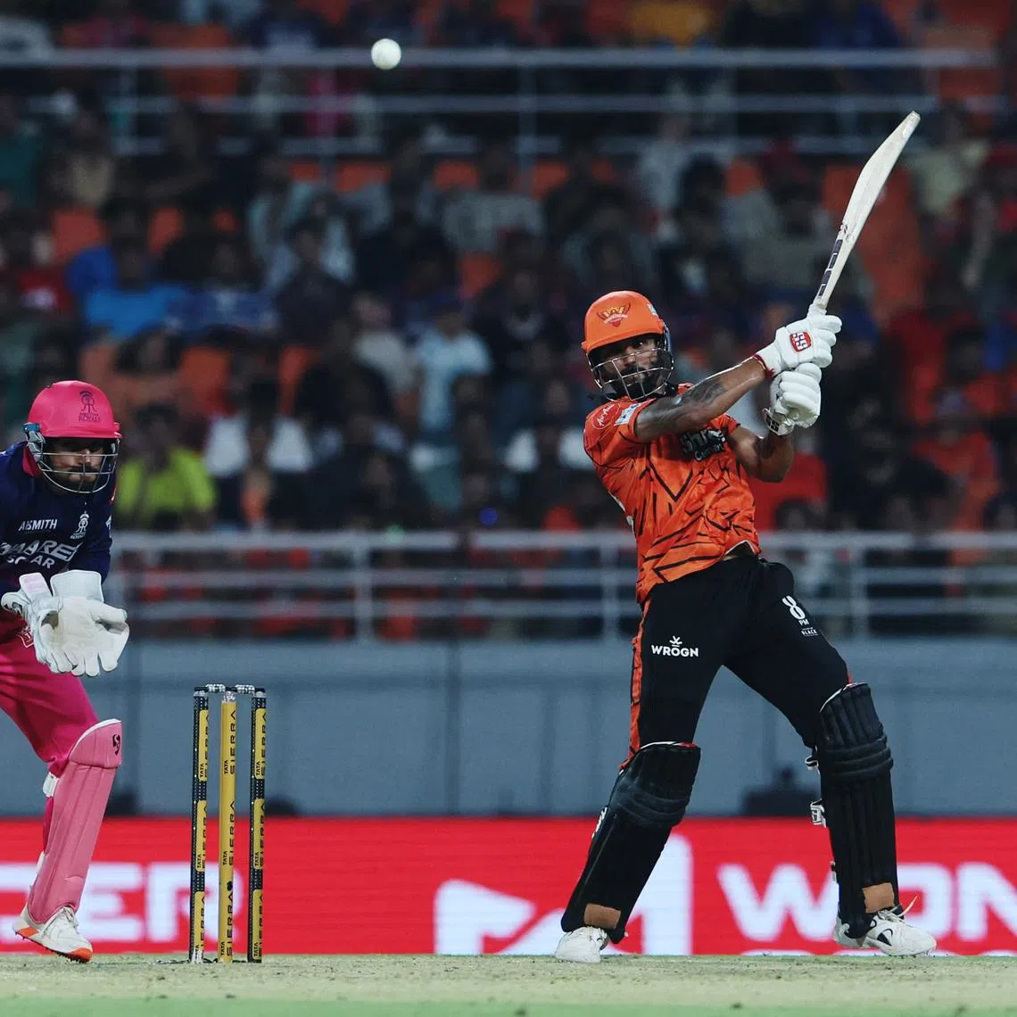 Cricket - Indian Premier League - IPL - Eliminator - Sunrisers Hyderabad v Rajasthan Royals - Maharaja Yadavindra Singh International Cricket Stadium, New Chandigarh, India - May 27, 2026 Sunrisers Hyderabad's Nitish Kumar Reddy in action REUTERS/Francis Mascarenhas