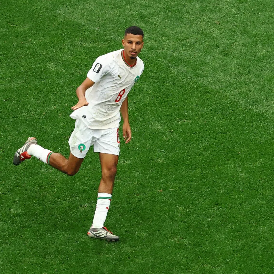 Soccer Football - FIFA World Cup 2026 - Round of 16 - Canada v Morocco - Houston Stadium, Houston, Texas, U.S. - July 4, 2026 Morocco's Azzedine Ounahi celebrates scoring their second goal REUTERS/Issei Kato