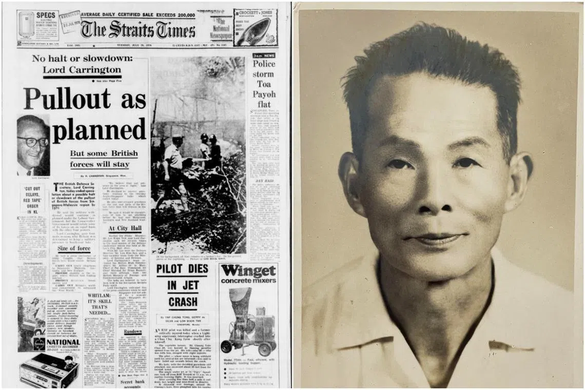 Mr Chong See Wee died in 1970 when a plane from Tengah Air Base crashed into his farm.
