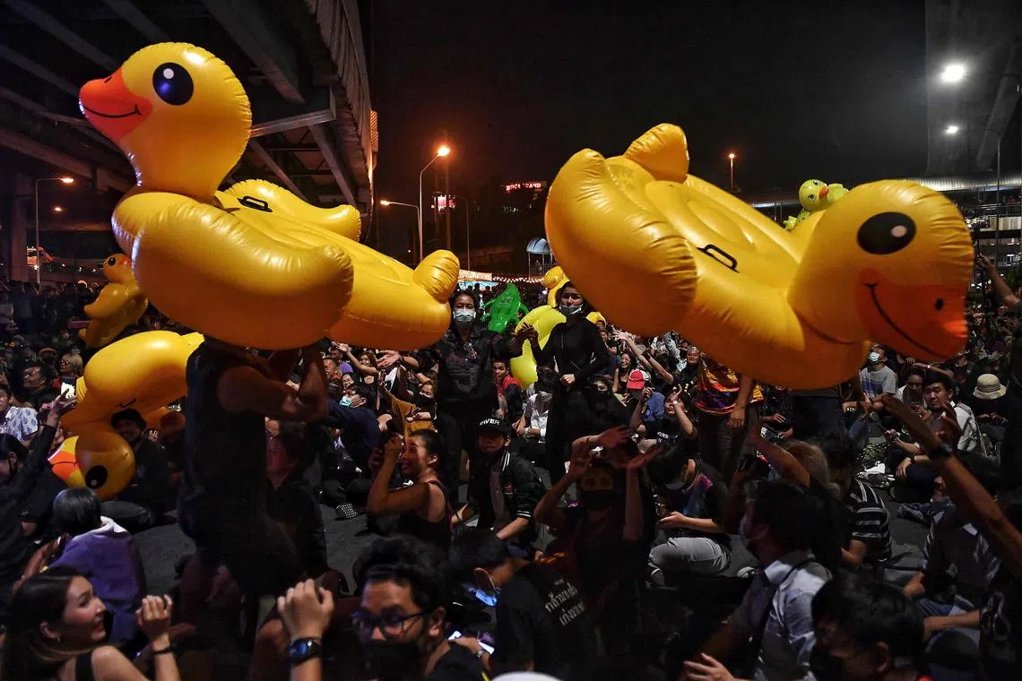 The yellow rubber duck became a symbol of pro-democracy protest after demonstrators used large inflatable ducks in 2020 to shield against police tear gas.