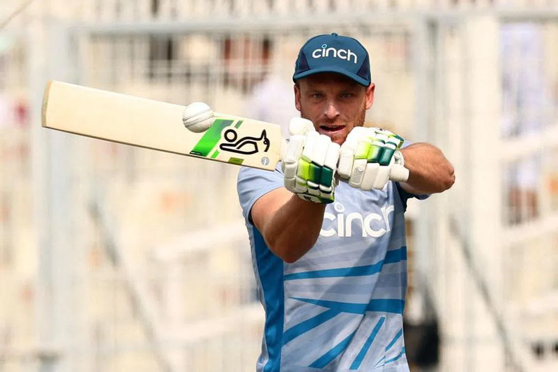 FILE PHOTO: Cricket - ICC Cricket World Cup 2023 - England v Pakistan - Eden Gardens, Kolkata, India - November 11, 2023 England's Jos Buttler during the warm up before the match REUTERS/Andrew Boyers/File Photo