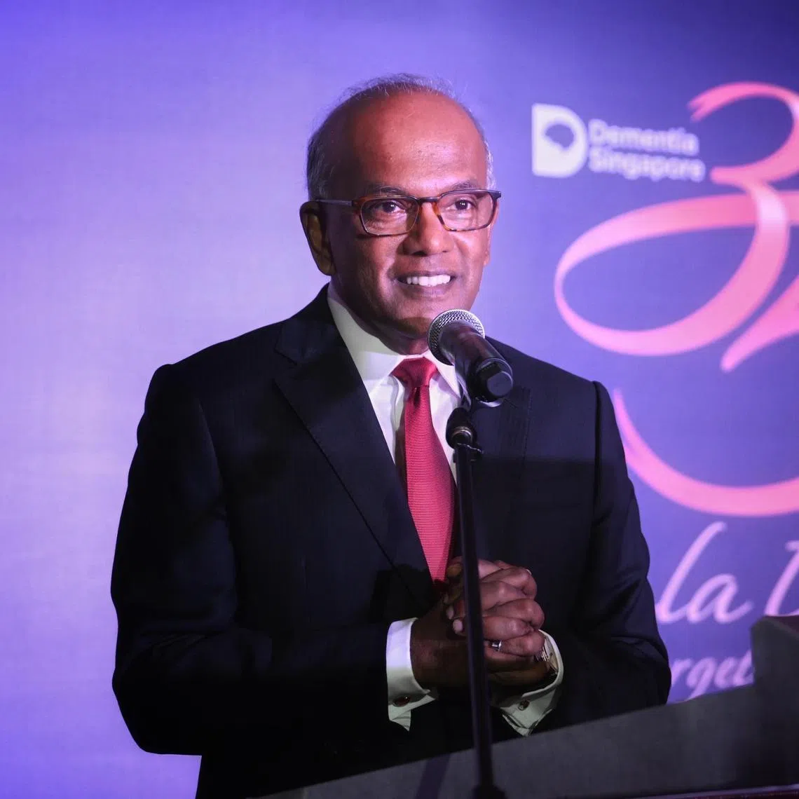 K Shanmugam, Coordinating Minister for National Security and Minister for Home Affairs delivering a speech at the Dementia Singapore?s 35th anniversary gala dinner on Sept 5, 2025.