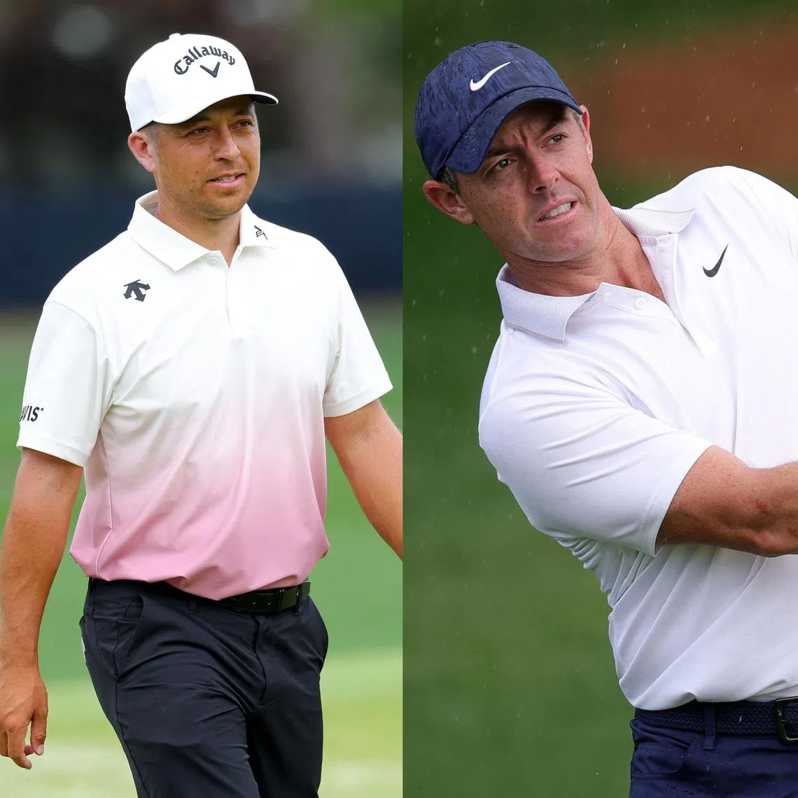 Xander Schauffele (left) will open his PGA Championship title defence with Rory McIlroy (centre) and Scottie Scheffler.