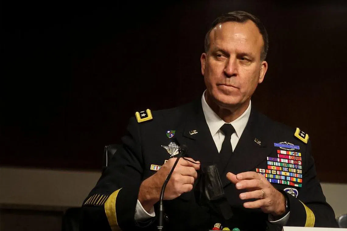 Lieutenant General Michael Kurilla testifies before the Senate Armed Services Committee on his nomination to become Commander of Central Command during a hearing on Capitol Hill in Washington, U.S., February 8, 2022.  REUTERS/Brendan McDermid/File Photo