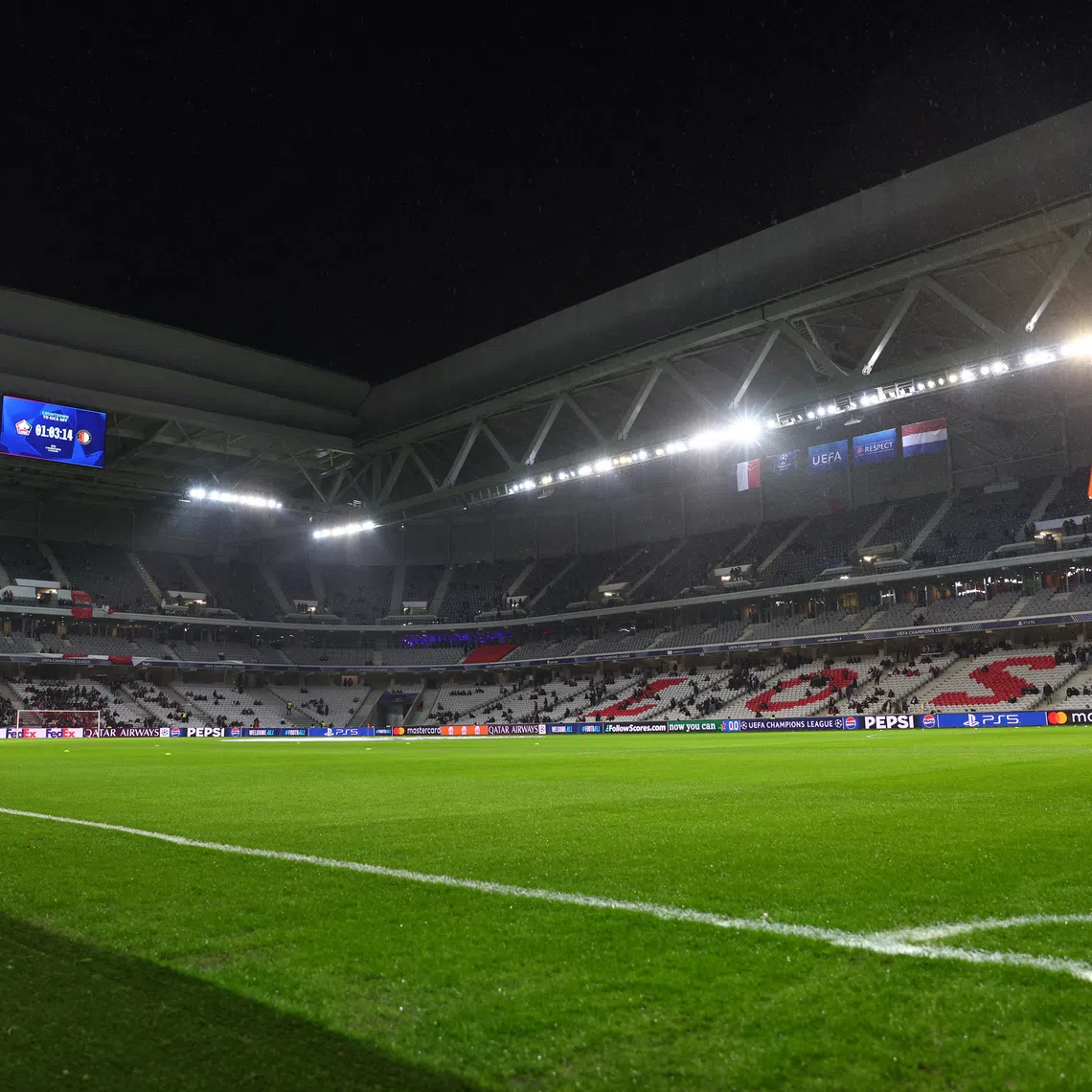 General view inside the Decathlon Arena Stade Pierre-Mauroy before a match, Villeneuve-d'Ascq, France, January 29, 2025. REUTERS/Johanna Geron