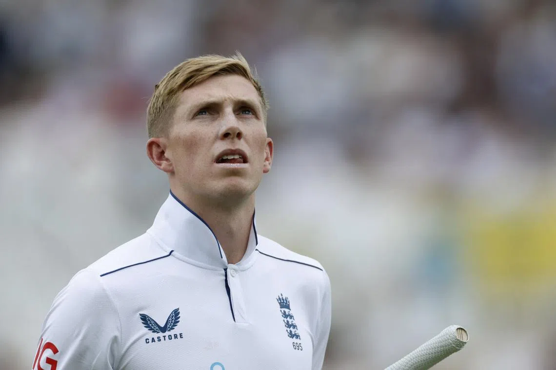 Cricket - Second Test - England v West Indies - Trent Bridge Cricket Ground, Nottingham, Britain - July 20, 2024 England's Zak Crawley looks dejected after getting run out by West Indies' Jayden Seales Action Images via Reuters/John Sibley/File Photo