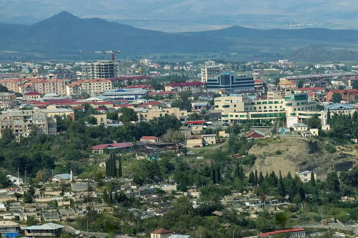FILE PHOTO: A view shows Stepanakert city, known as Khankendi by Azerbaijan, following a military operation conducted by Azeri armed forces and a further mass exodus of ethnic Armenians from the region of Nagorno-Karabakh, October 2, 2023. REUTERS/Aziz Karimov