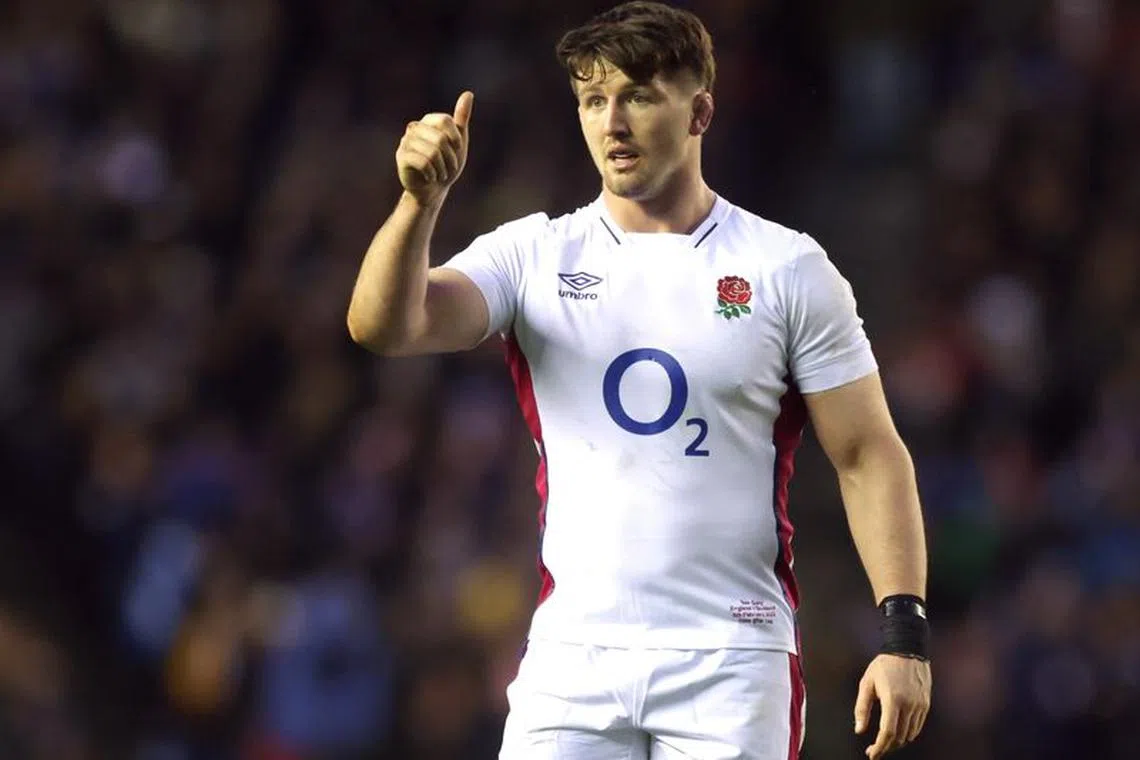 FILE PHOTO-Rugby Union - Six Nations Championship - Scotland v England - BT Murrayfield Stadium, Edinburgh, Scotland, Britain - February 5, 2022 England's Tom Curry gestures Action Images via Reuters/Lee Smith/File Photo