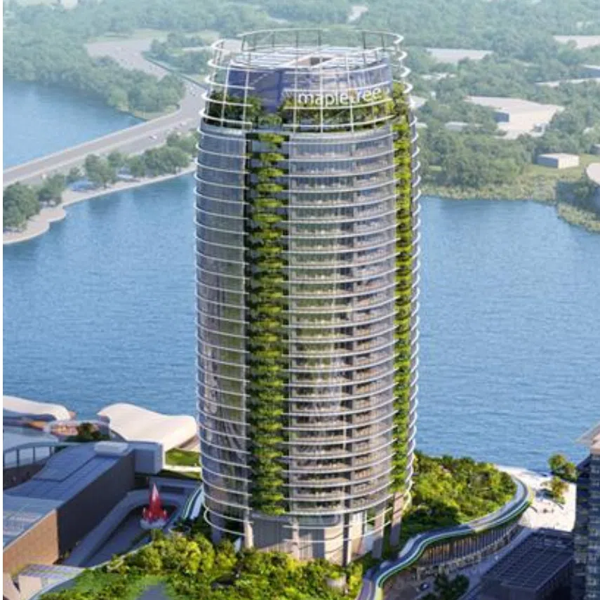 Artist's impressions of the 123,000 sq m project, which will feature a 13,000 sq m elevated park.