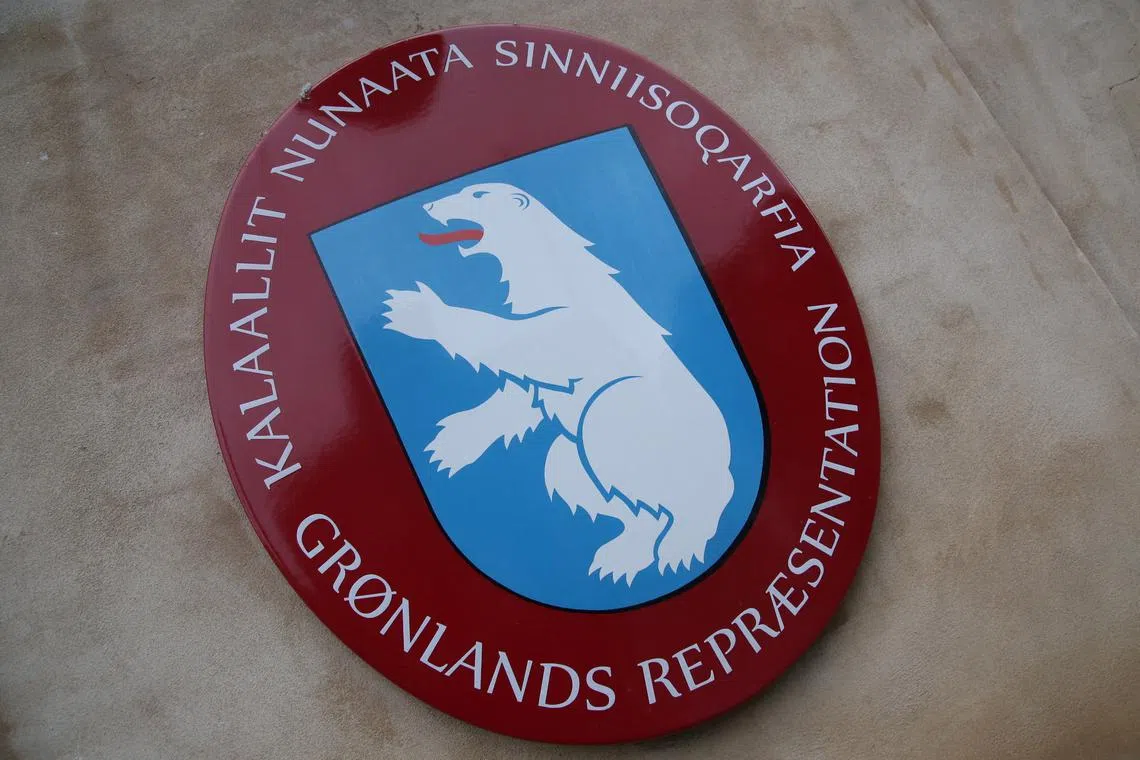 FILE PHOTO: A view of the sign of the Greenlandic representation in Copenhagen, Denmark, January 26, 2025. REUTERS/ Tom Little/File Photo