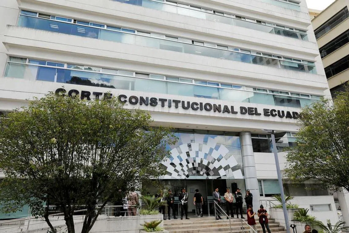 FILE PHOTO: Building of the Constitutional Court of Ecuador is seen in Quito, Ecuador on May 17, 2023. REUTERS/Karen Toro